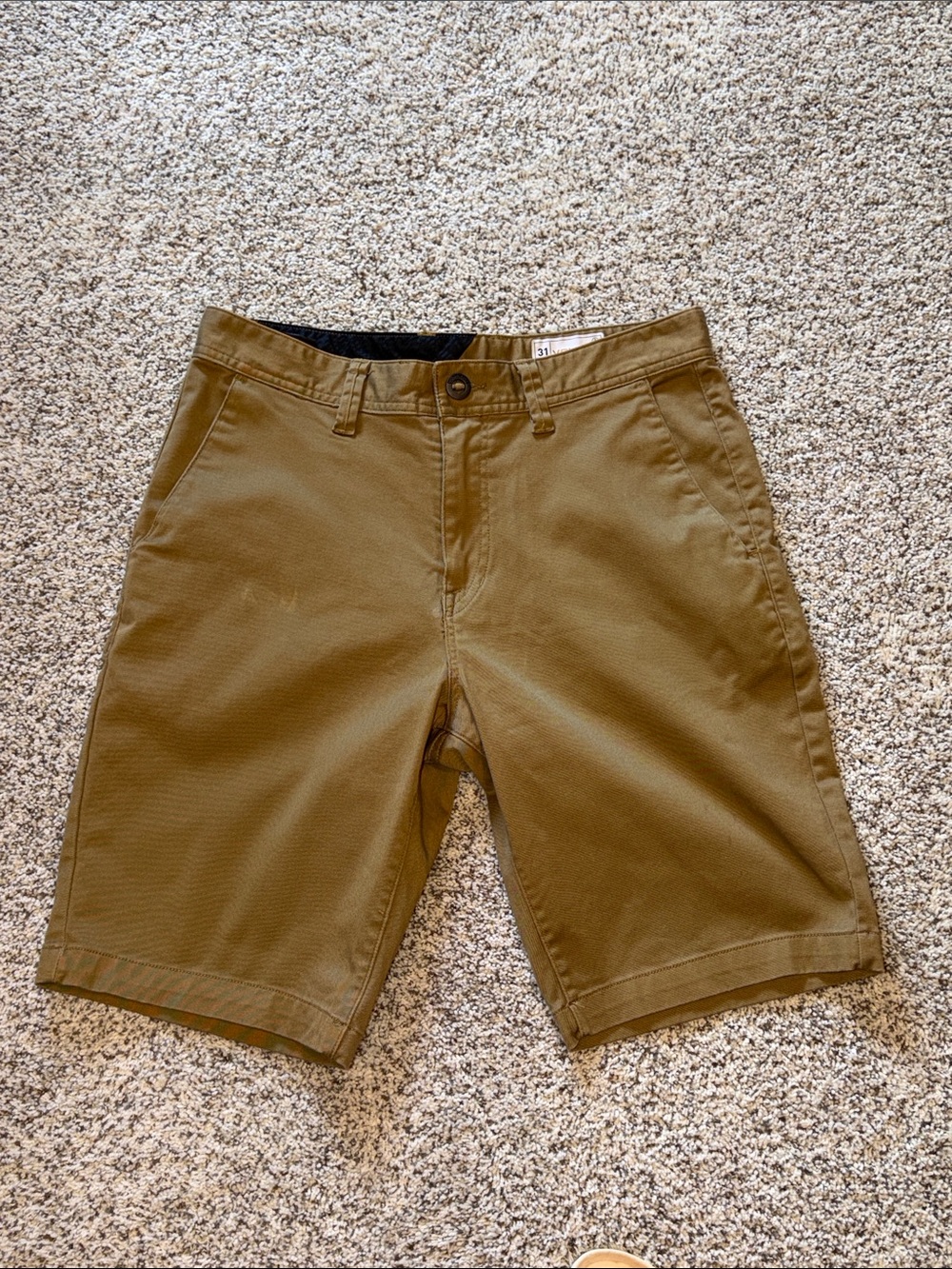 Volcom Men's Dark Khaki Flat Front Shorts